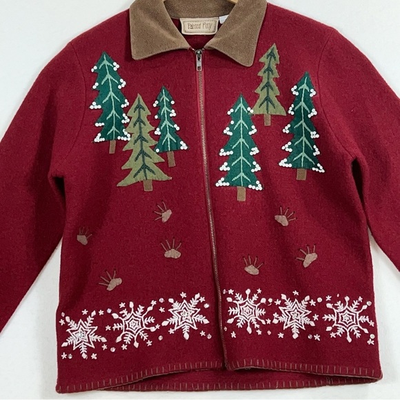Painted pony red women’s full zip Christmas cropped jacket size medium - Picture 7 of 16